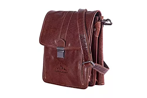 Alpenleder Taschen & Rucksäcke Alpenleder Umhängetasche GALILEO – Vintage Echt Leder Schultertasche – Brauner Messenger Bag, Damen Herren Ledertasche, Handtasche, Crossbody Tasche (27.5 x 22 x 10cm)