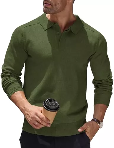COOFANDY Pullover & Strickmode COOFANDY Herren Pullover Mit Polokragen Strick Polo Pullover Langarmshirt Strickpullover Regular Fit Männer Pulli Winterpullover Basic Einfarbig Poloshirt