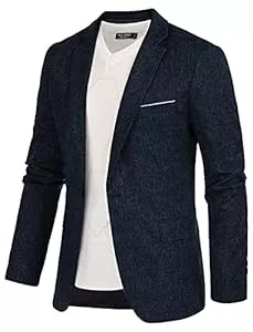 PJ PAUL JONES Blazer PJ PAUL JONES Herren Slim Fit Sportlich Anzugjacke 1 Knöpfe Einfarbig Freizeit Sportsakko für Hochzeit Business