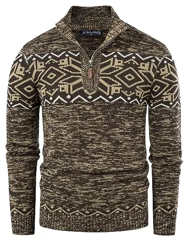 PaulJones Pullover & Strickmode PaulJones Herren Half Zip Pullover Turtleneck mit V-Ausschnitt Langarm und Stehkragen