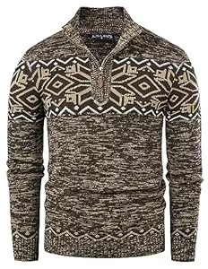 PaulJones Pullover & Strickmode PaulJones Herren Half Zip Pullover Turtleneck mit V-Ausschnitt Langarm und Stehkragen