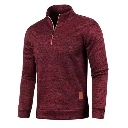 Aoouekul Pullover & Strickmode Half Zip Pullover Herren Ohne Kapuze Männer für Solid Arbeitspullover Oversize Winter Sport Arbeitspullover Sweater Men