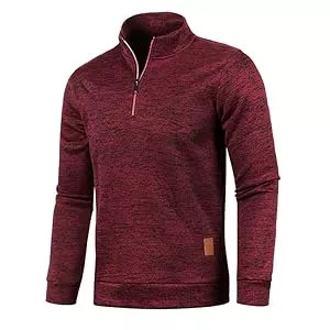 Aoouekul Pullover & Strickmode Half Zip Pullover Herren Ohne Kapuze Männer für Solid Arbeitspullover Oversize Winter Sport Arbeitspullover Sweater Men