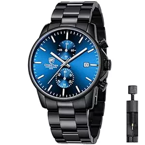 Affute Uhren Herrenuhren mit lässiger wasserdichter Chronographen Quarzuhr aus Edelstahl und Metall, Auto Date in farbenfrohen Zeigern