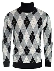 PJ PAUL JONES Pullover & Strickmode PJ PAUL JONES Herren Vintage Argyle Rollkragenpullover Thermo Strickpullover