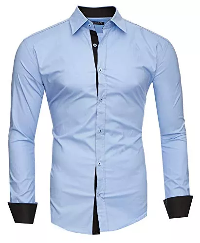 Kayhan Hemden Kayhan Twoface Herren Hemden Herren-Hemd Slim-Fit Herrenhemden Langarm-Hemden Männer Freizeit-Hemd Business
