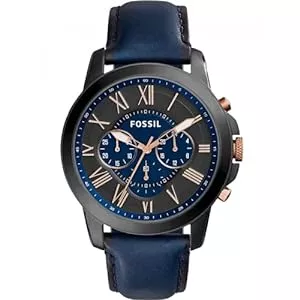 Fossil Uhren Fossil Herrenuhr Grant, 44mm Gehäusegröße, Quarz-Chronographenwerk, Echtlederarmband