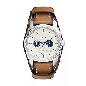 Fossil Uhren Fossil Herren-Armbanduhr Machine Chronograph, Edelstahl mit 42 mm Gehäuse und Kunstlederarmband