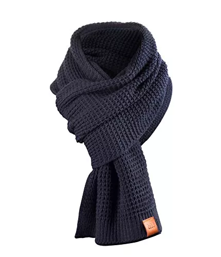 Manufaktur13 Schals & Tücher Rough Scarf - Schal, Strickschal, Langschal mit Echt-Leder Veredelung (Manufaktur13/M13)