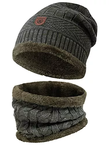 Indicode Hüte & Mützen Indicode Herren Siracusa Winter-Set Mütze & Schal | Strick Wintermütze Winterschal