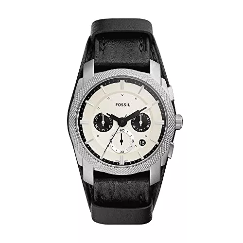 Fossil Uhren Fossil Herren-Armbanduhr Machine Chronograph, Edelstahl mit 42 mm Gehäuse und Kunstlederarmband