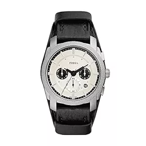 Fossil Uhren Fossil Herren-Armbanduhr Machine Chronograph, Edelstahl mit 42 mm Gehäuse und Kunstlederarmband