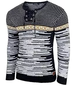 Baxboy Pullover & Strickmode Baxboy Herren Strick-Pullover Rundhals | Männer Winter-Pullover |stylischer Herren Strick-Pulli | Warmer Männer Pulli | Herren Basic Longsleeve Sweatshirt Sweater BB-52156