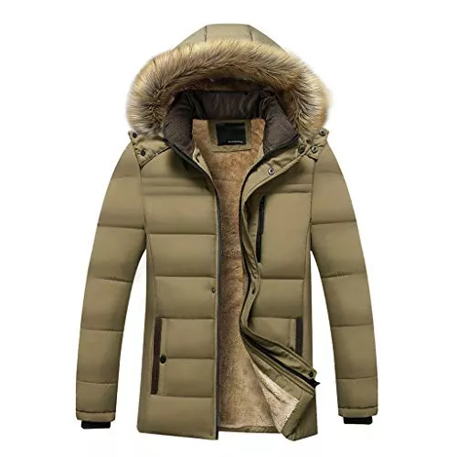 Celucke Jacken Celucke Winterparka Herren Gefüttert Winterjacke Warme Dicke Winter Parka Mit Kunstfell Kapuze, Männer Wattierte Jacke Kapuzenjacke Wintermantel