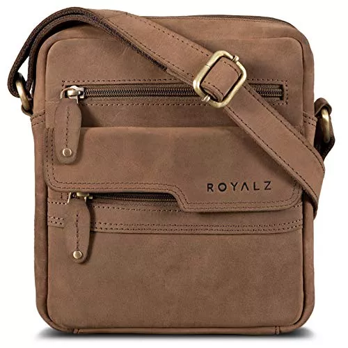 ROYALZ Taschen & Rucksäcke ROYALZ 'Oregon' Leder Umhängetasche Herren Klein Männer Ledertasche Vintage Herrenhandtasche Moderne Schultertasche Messenger Bag