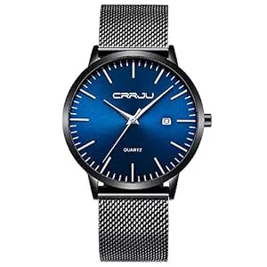 CRRJU Uhren CRRJU Herren Uhr Ultra Dünne Wasserdicht Armbanduhr Herren Mode mit Schwarz Edelstahlband Mesh Analog Quarz Business Männer Uhren