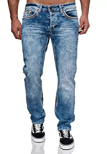 OneRedox Jeans OneRedox Herren Jeans Denim Regular Fit Used Design Modell 5166