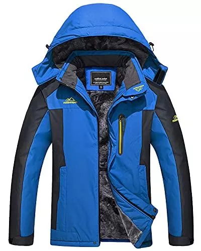 KEFITEVD Jacken KEFITEVD Winterjacke Herren Wasserdicht Warm Gefüttert Skijacke Winter Outdoorjacke Winddicht Atmungsaktiv Arbeitsjacke mit Abtrennbarer Kapuze