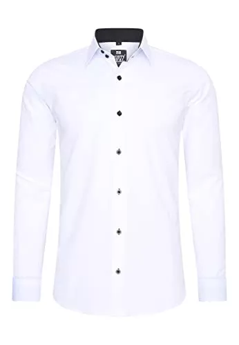 Rusty Neal Hemden Rusty Neal Herren-Hemd Premium Slim Fit Langarm Stretch Kontrast Hemd Business-Hemden Freizeithemd