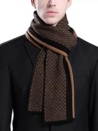 WANYING Schals & Tücher WANYING Herbst Winter 6% Wolle Herrenschal Gestrickter Schal Strickschal Wolleschal für Herren Mode Schick Casual Business 180 × 30 cm Klein Kariert