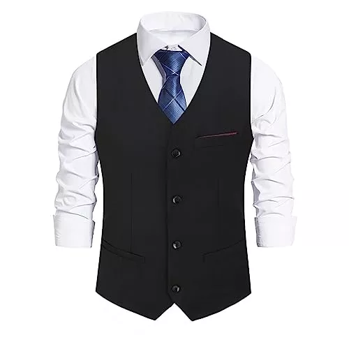 Allthemen Westen Allthemen Herren Weste Slim fit V Ausschnitt Anzugweste Ärmellose Westen für Business Hochzeit