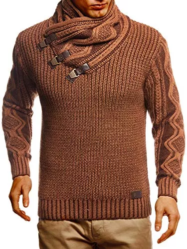 Leif Nelson Pullover & Strickmode Leif Nelson Herren Strick-Pullover Schalkragen Slim Fit Winter Sommer Moderner Männer schwarzer Pulli T-Shirt Langarm mit Kragen Herren Hoodie-Wollpullover 5195
