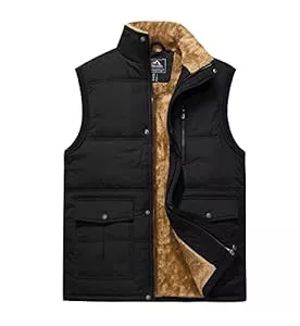 MAGCOMSEN Westen MAGCOMSEN Winterweste Herren Gefüttert Outdoor Weste Warme Fleeceweste Freizeit Ärmellos Jacke Thermo Stehkragen Anglerweste mit Multi Taschen
