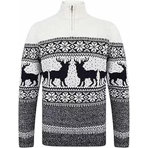 Merry Christmas Pullover & Strickmode Merry Christmas Herren Nordischer Stil Viertelreißverschluss Trichterkragen Xmas Pullover