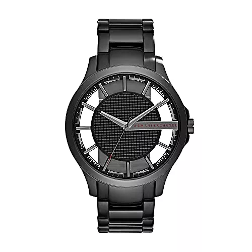 Armani Exchange Uhren Armani Exchange Uhr für Herren , Dreizeigeruhrwerk, 46 mm schwarzes Edelstahlgehäuse mit Edelstahlarmband, AX2189