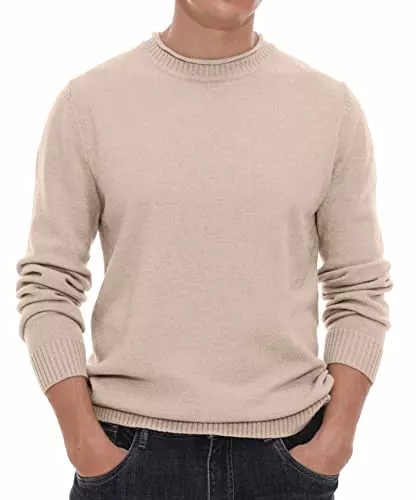 Hisir Pullover & Strickmode Hisir Pullover Herren Strickpullover Rundhals Pulli Männer, Bequem und Weich, Warmer Winter Pullover für Männer, Herren Basic Pullover mit Langen Ärmeln