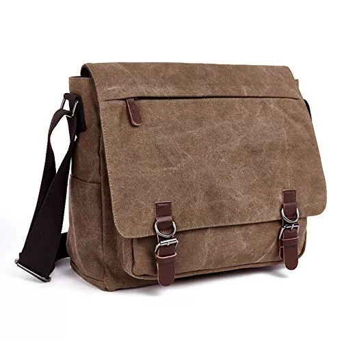 LOSMILE Taschen & Rucksäcke LOSMILE Umhängetasche Herren Schultertasche 16 Zoll Kuriertasche Canvas Laptop Tasche Messenger Bag für Arbeit und Schule.