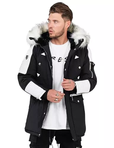 behype. Jacken behype. Herren langer Parka warme Winterjacke mit Kapuze & Kunstfell Jacke Mantel