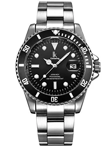 Alienwork Uhren Alienwork IK Armbanduhr Herren Damen Kalender Metall-Armband