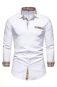 MANLUODANNI Hemden MANLUODANNI Herren Hemd Langärmliges Freizeithemden Für Herren Business Regular Revers Hemd Knitterfreies Bedrucktes Hemd Mit Taschen