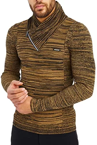 Leif Nelson Pullover & Strickmode Leif Nelson Herren Strickpullover mit Reißverschluss - Dünner Männer Strick Pullover für Winter & Sommer - Cooler Männer Pullover mit Schalkragen