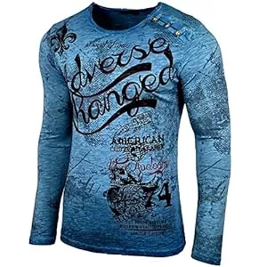 Baxboy Langarmshirts Herren Longsleeve Langarmshirt Shirt Mit Rundhalskragen mit Grandad-Ausschnitt T-Shirt Shirt 706
