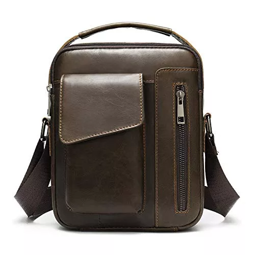 BAIGIO Taschen & Rucksäcke BAIGIO Klein Umhängetaschen Herren Leder Herrentasche Schultertasche Handtaschen Messenger Aktentasche Crossbody Sling Reisetasche Schulranzen