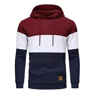 YuKaiChen Kapuzenpullover YuKaiChen Herren Pullover Herren Patchwork Hoodie Langarm Jacquard Kaputzenpullover Farbblock Sweatshirt mit Taschen