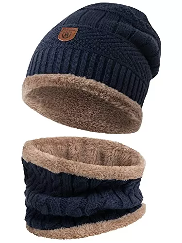 Indicode Hüte & Mützen Indicode Herren Siracusa Winter-Set Mütze & Schal | Strick Wintermütze Winterschal