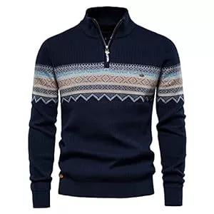 GAOHONGMEI Pullover & Strickmode GAOHONGMEI Herren Strickpullover Pullover Viertel-Reißverschluss Neck Sweater Casual Arbeitspullover Strickpullover Casual Sport Outwear