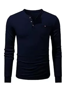 Meilicloth Langarmshirts Meilicloth Pullover Herren Henley Shirt Waffle Baumwolle Langarmshirt Männer Long Sleeves Knopf Hemden Casual