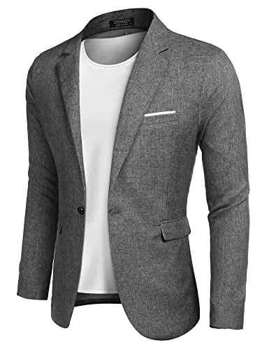 COOFANDY Blazer COOFANDY Herren Freizeit Sakko Sportlich Regular Fit Blazer Business Anzugjacke EIN Knopf