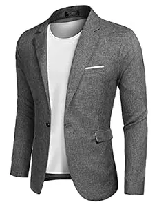 COOFANDY Blazer COOFANDY Herren Freizeit Sakko Sportlich Regular Fit Blazer Business Anzugjacke EIN Knopf