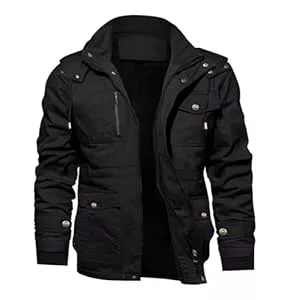 KEFITEVD Jacken KEFITEVD Winterjacke Herren Warm Gefüttert Jacke mit Abnehmbarer Kapuze Cargo Winterparka Winter Mantel Stehkragen Übergangsjacke Militär Jacken