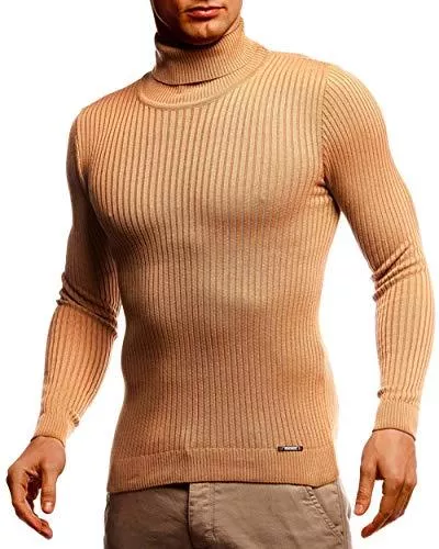 Leif Nelson Pullover & Strickmode Leif Nelson Herren Pullover mit Rollkragen Slim Fit Langarmshirt Schwarzer Männer dünner Strickpullover - Sweatshirt Rollkragenpullover