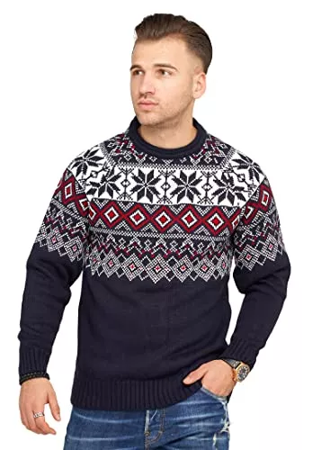 Rello & Reese Langarmshirts Rello & Reese Herren Strickpullover Sweatshirt Pulli Longsleeve Norweger Grobstrick CR-8782