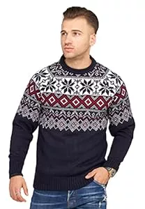 Rello & Reese Langarmshirts Rello & Reese Herren Strickpullover Sweatshirt Pulli Longsleeve Norweger Grobstrick CR-8782
