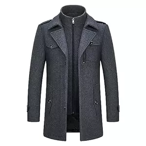 KUDORO Mäntel KUDORO Herren Wintermantel Wolle Kurzmantel Herren Wollmantel Mittellang Slim Fit für Business Freizeit Peacoat Herren Casual