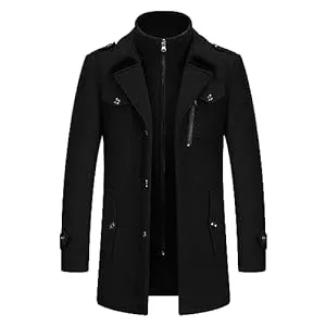 KUDORO Mäntel KUDORO Herren Wintermantel Wolle Kurzmantel Herren Wollmantel Mittellang Slim Fit für Business Freizeit Peacoat Herren Casual