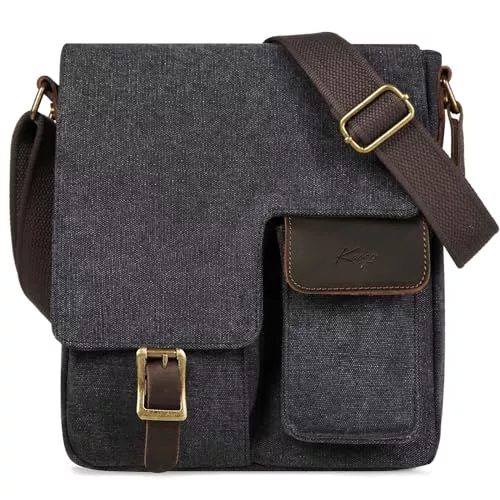 Kasgo Taschen & Rucksäcke Kasgo Umhängetasche Herren, Wasserabweisend Vintage Segeltuch Herrentasche Schultertasche Klassische Kuriertasche Damen Crossbody für Arbeit Schule Reisen